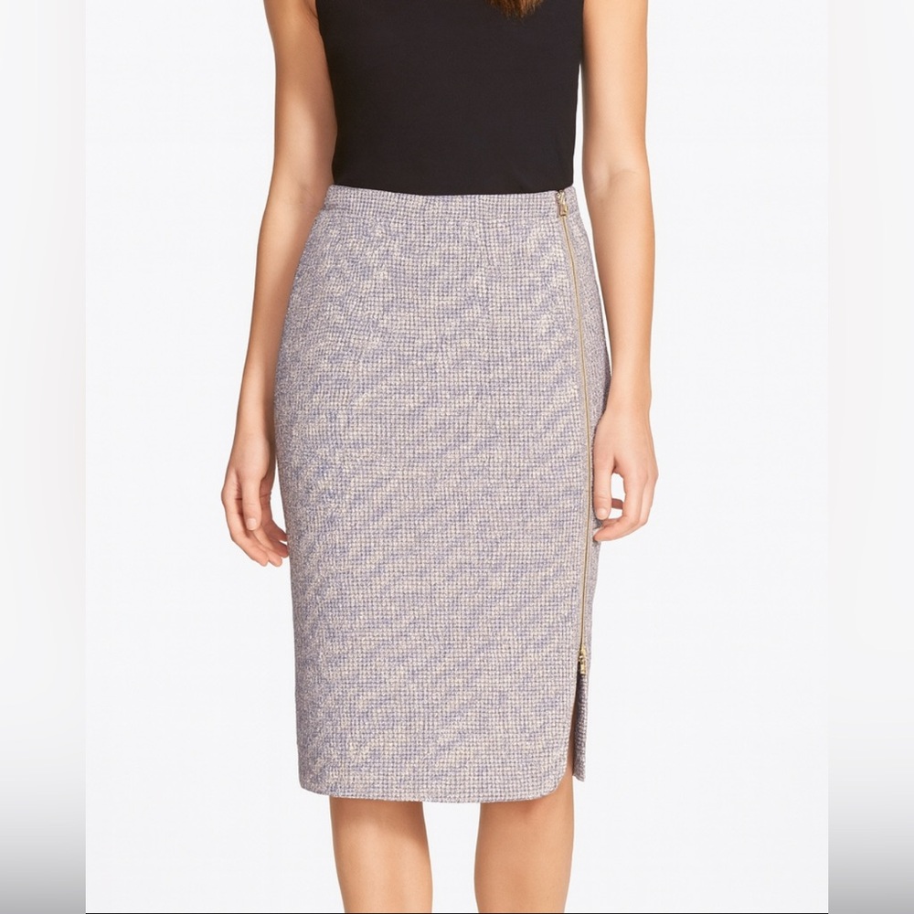NEW J. Crew sz 00 Womens‎ Tweed Purple Metallic Full Zip HighWaist Pencil Skirt